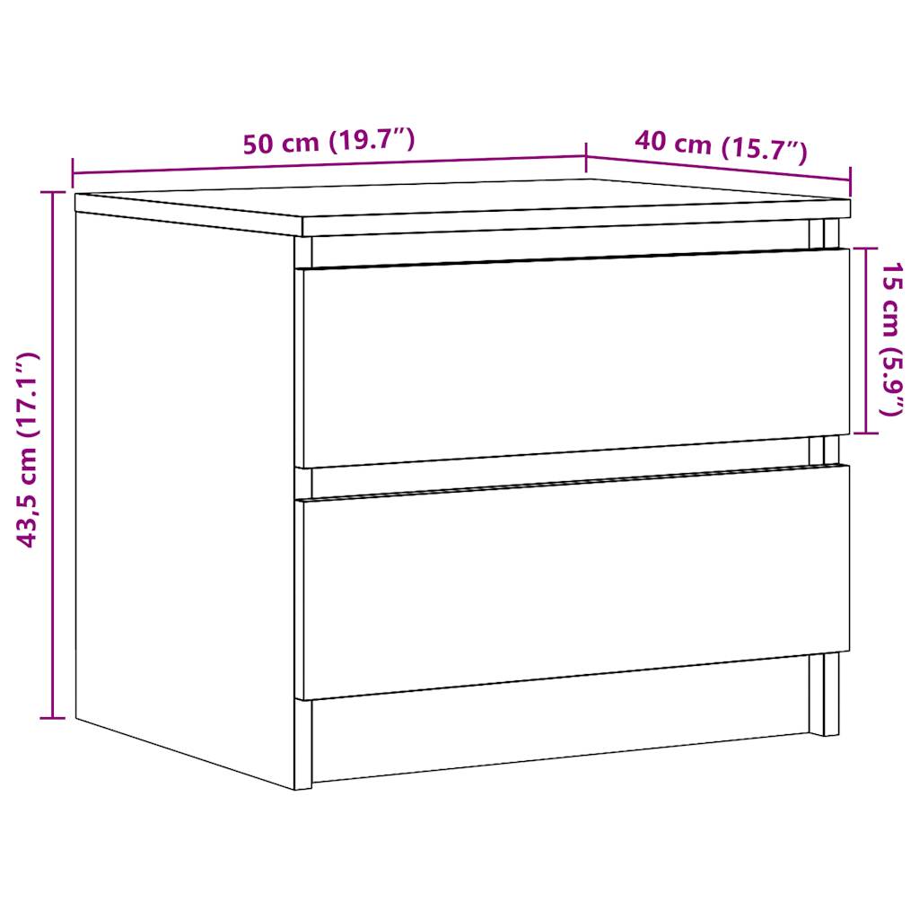 Nachttisch Altholz-Optik 50x40x43,5 cm Holzwerkstoff