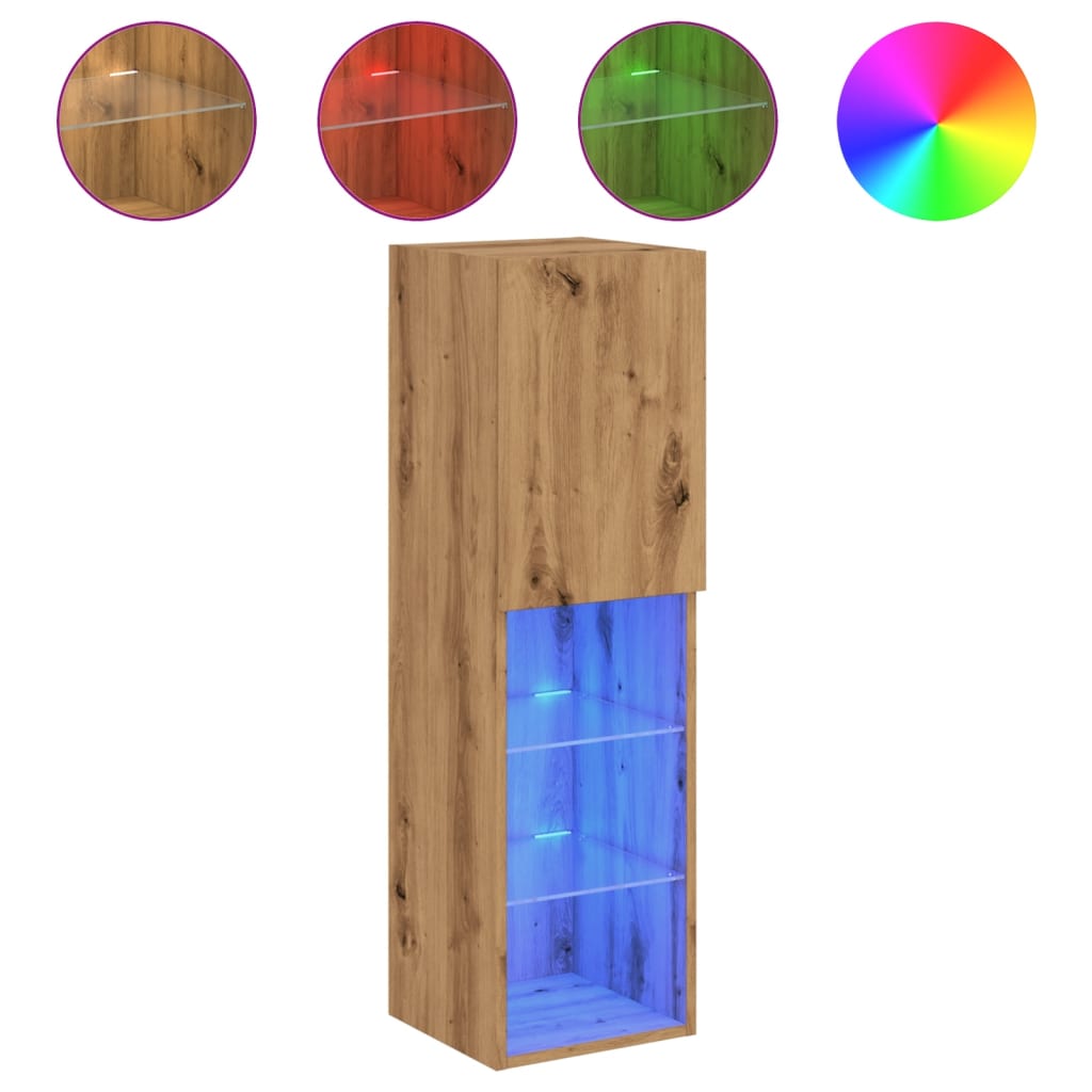 TV-Schrank mit LED-Leuchten Artisan-Eiche 30,5x30x102 cm