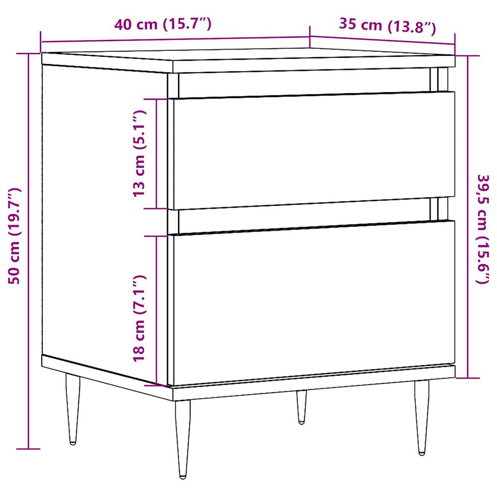 Nachttische 2 Stk. Artisan-Eiche 40x35x50 cm Holzwerkstoff