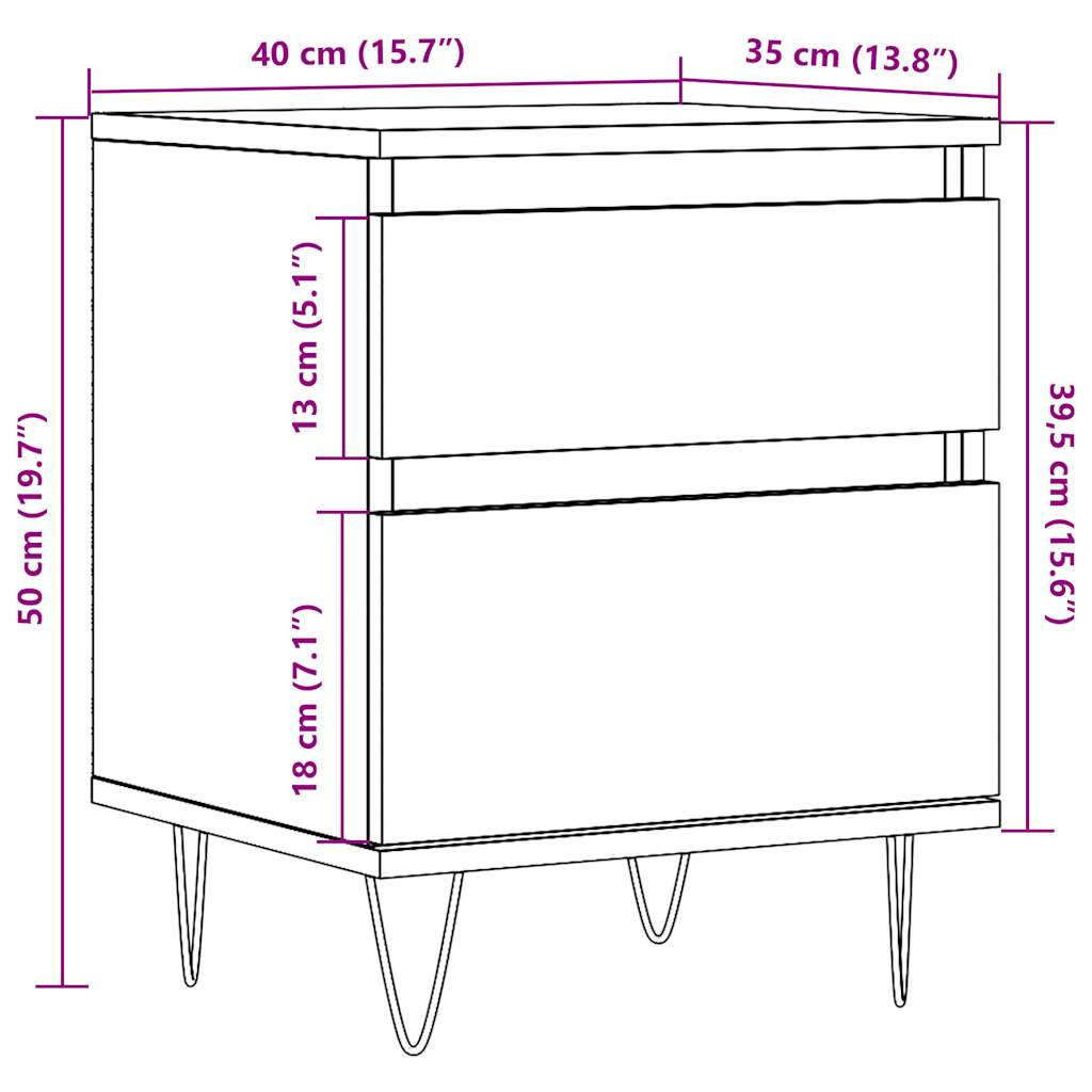 Nachttische 2 Stk. Altholz-Optik 40x35x50 cm Holzwerkstoff