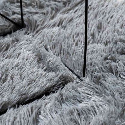 Teppich Shaggy Hochflor NAVARRA Hellgrau 80x150 cm Polyester