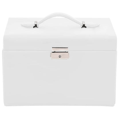 Schmuckkästchen 3-Schichten mit Spiegel Abschließbar Weiß