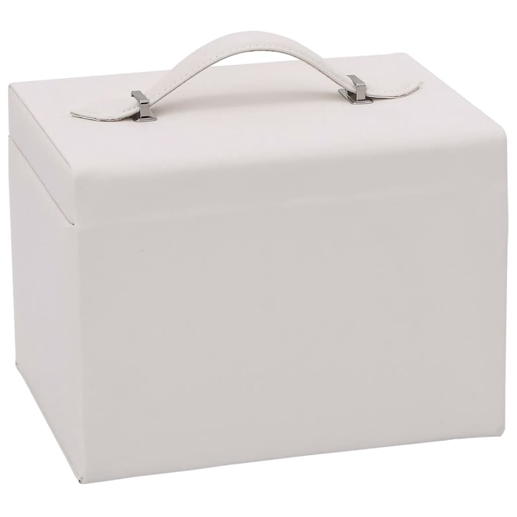 Schmuckkästchen 4-Schichten mit Spiegel Abschließbar Weiß