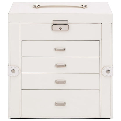 Schmuckkästchen 5-Schichten mit Spiegel Abschließbar Weiß