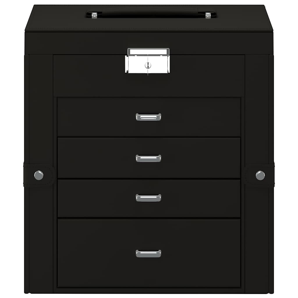 Schmuckkästchen 5-Schichten mit Spiegel Abschließbar Schwarz