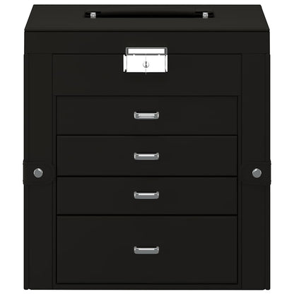 Schmuckkästchen 5-Schichten mit Spiegel Abschließbar Schwarz