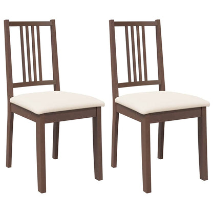 Esszimmerstühle mit Kissen 2 Stk. Braun Massivholz Gummibaum
