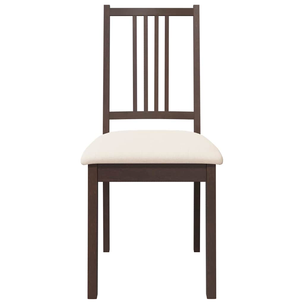 Esszimmerstühle mit Kissen 2 Stk. Braun Massivholz Gummibaum