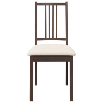 Esszimmerstühle mit Kissen 2 Stk. Braun Massivholz Gummibaum