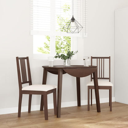 Esszimmerstühle mit Kissen 2 Stk. Braun Massivholz Gummibaum