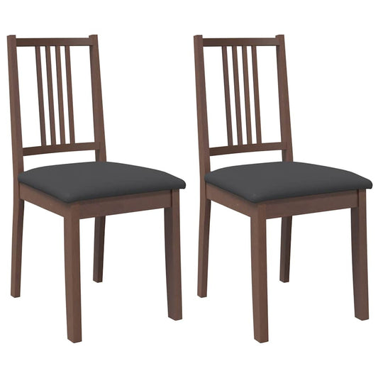 Esszimmerstühle mit Kissen 2 Stk. Braun Massivholz Gummibaum