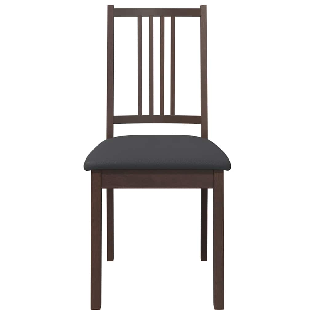 Esszimmerstühle mit Kissen 2 Stk. Braun Massivholz Gummibaum