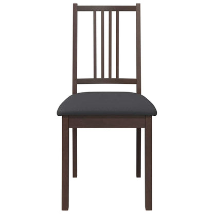 Esszimmerstühle mit Kissen 2 Stk. Braun Massivholz Gummibaum