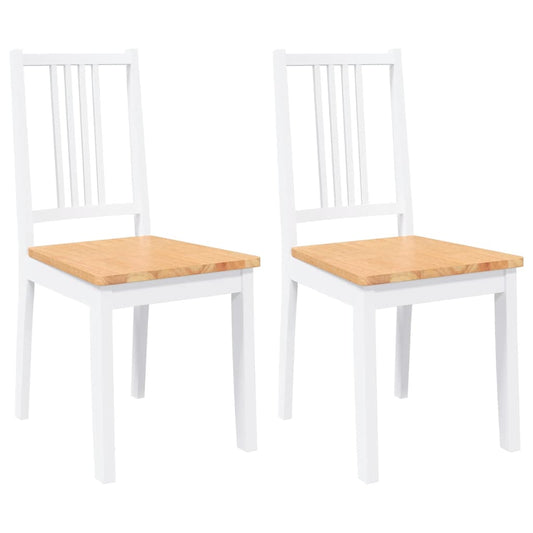 Esszimmerstühle 2 Stk. Weiß Massivholz Gummibaum
