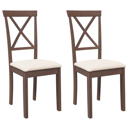 Esszimmerstühle mit Kissen 2 Stk. Braun Massivholz Gummibaum