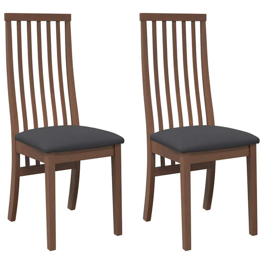 Esszimmerstühle mit Kissen 2 Stk. Braun Massivholz Gummibaum