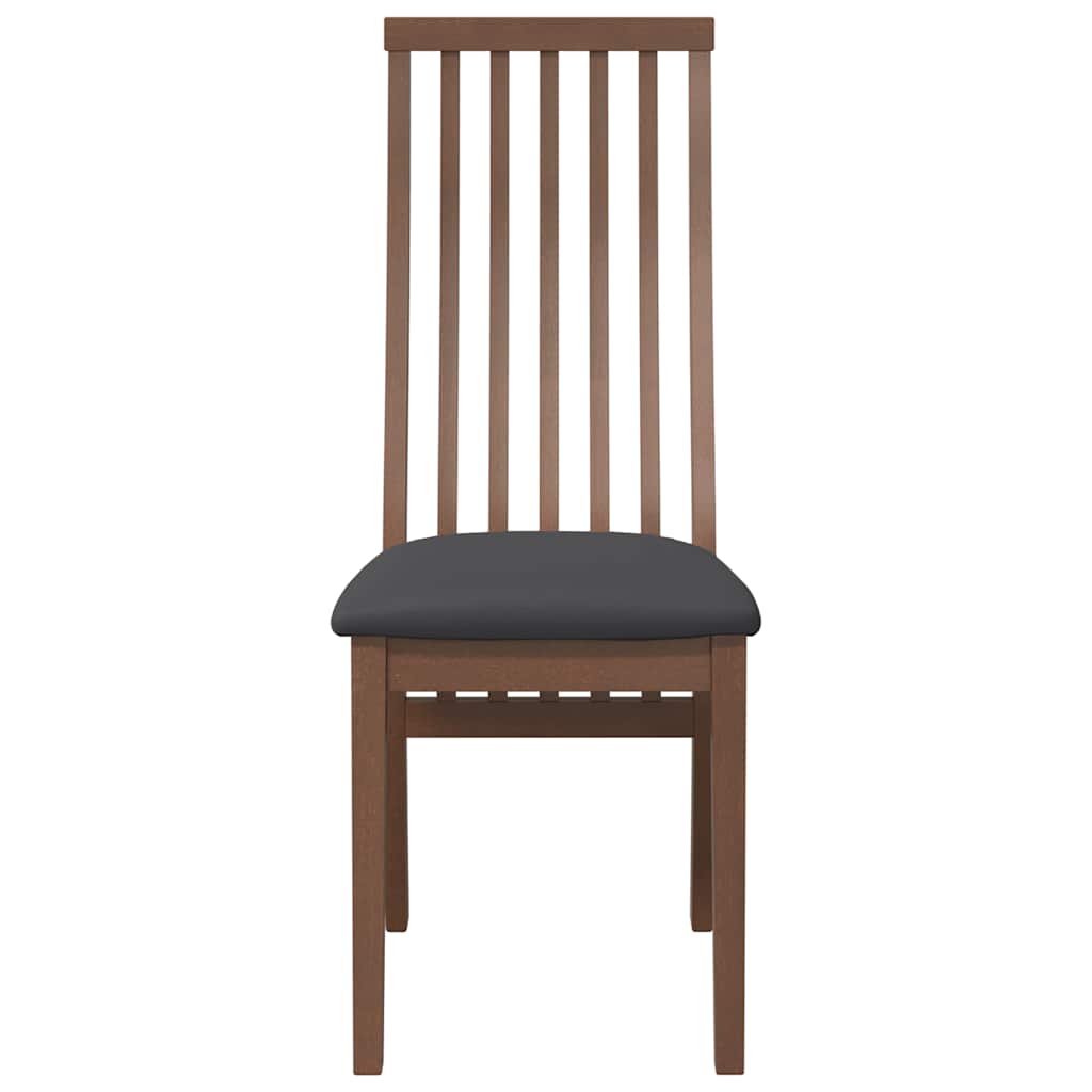 Esszimmerstühle mit Kissen 2 Stk. Braun Massivholz Gummibaum