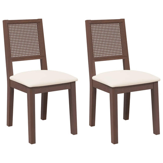 Esszimmerstühle mit Kissen 2 Stk. Braun Massivholz Gummibaum