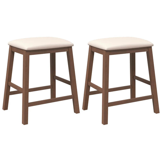 Barstühle mit Kissen 2 Stk. Braun Massivholz Gummibaum