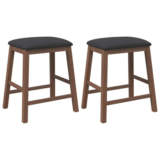 Barstühle mit Kissen 2 Stk. Braun Massivholz Gummibaum