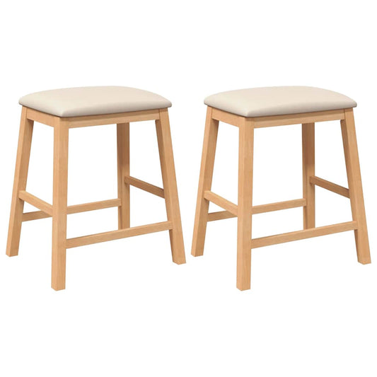 Barstühle mit Kissen 2 Stk. Massivholz Gummibaum