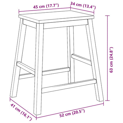 Barstühle 2 Stk. Massivholz Gummibaum
