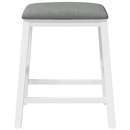 Barstühle mit Kissen 2 Stk. Weiß Massivholz Gummibaum