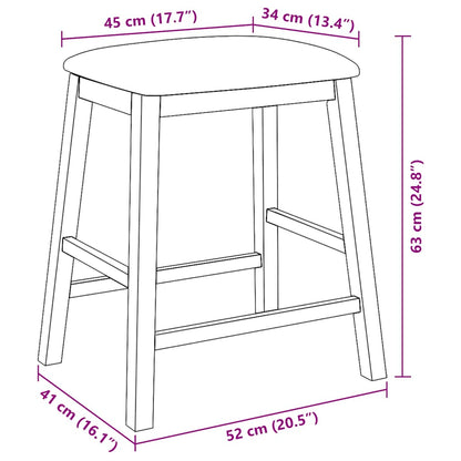 Barstühle mit Kissen 2 Stk. Weiß Massivholz Gummibaum