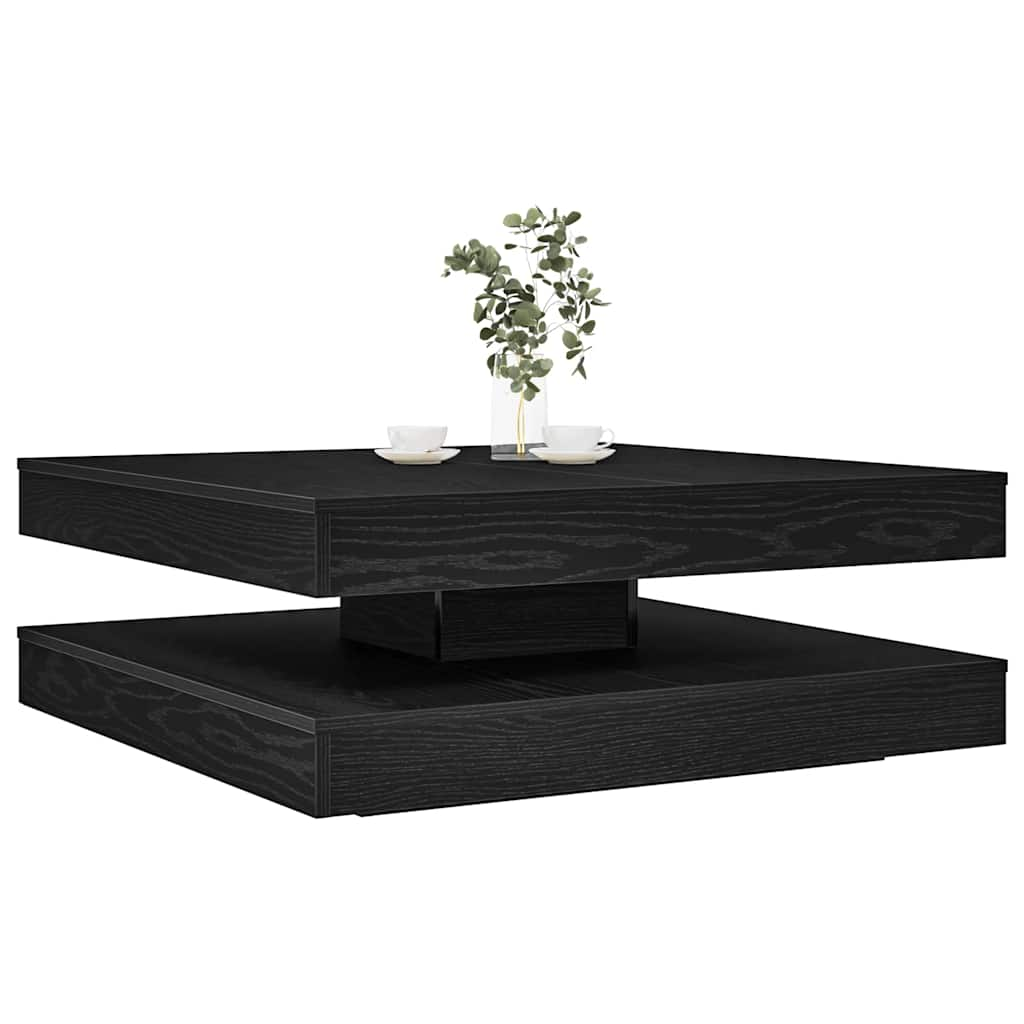 Couchtisch 360-Grad Drehbar Schwarz Eichen-Optik 90x90x34,5 cm