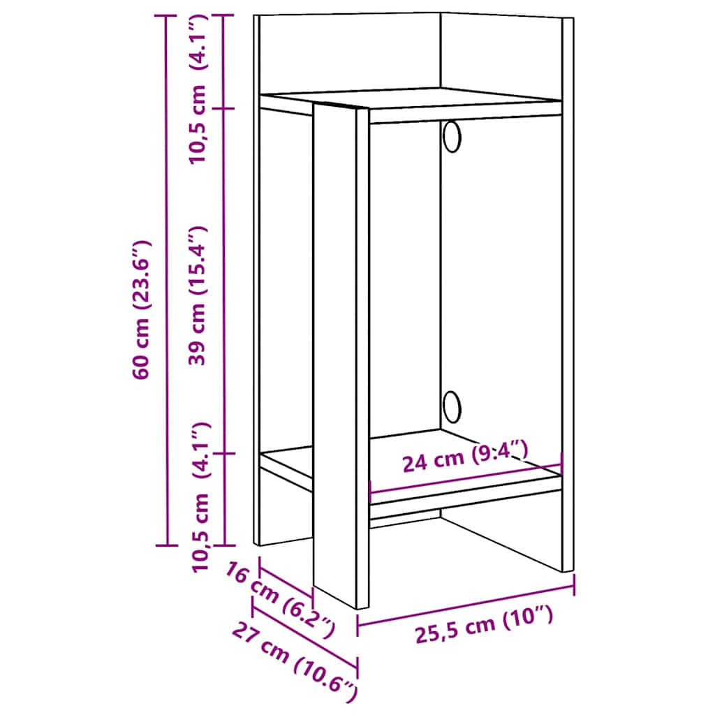 Beistelltische 2 Stk. mit Ablage Sonoma-Eiche 25,5x27x60 cm