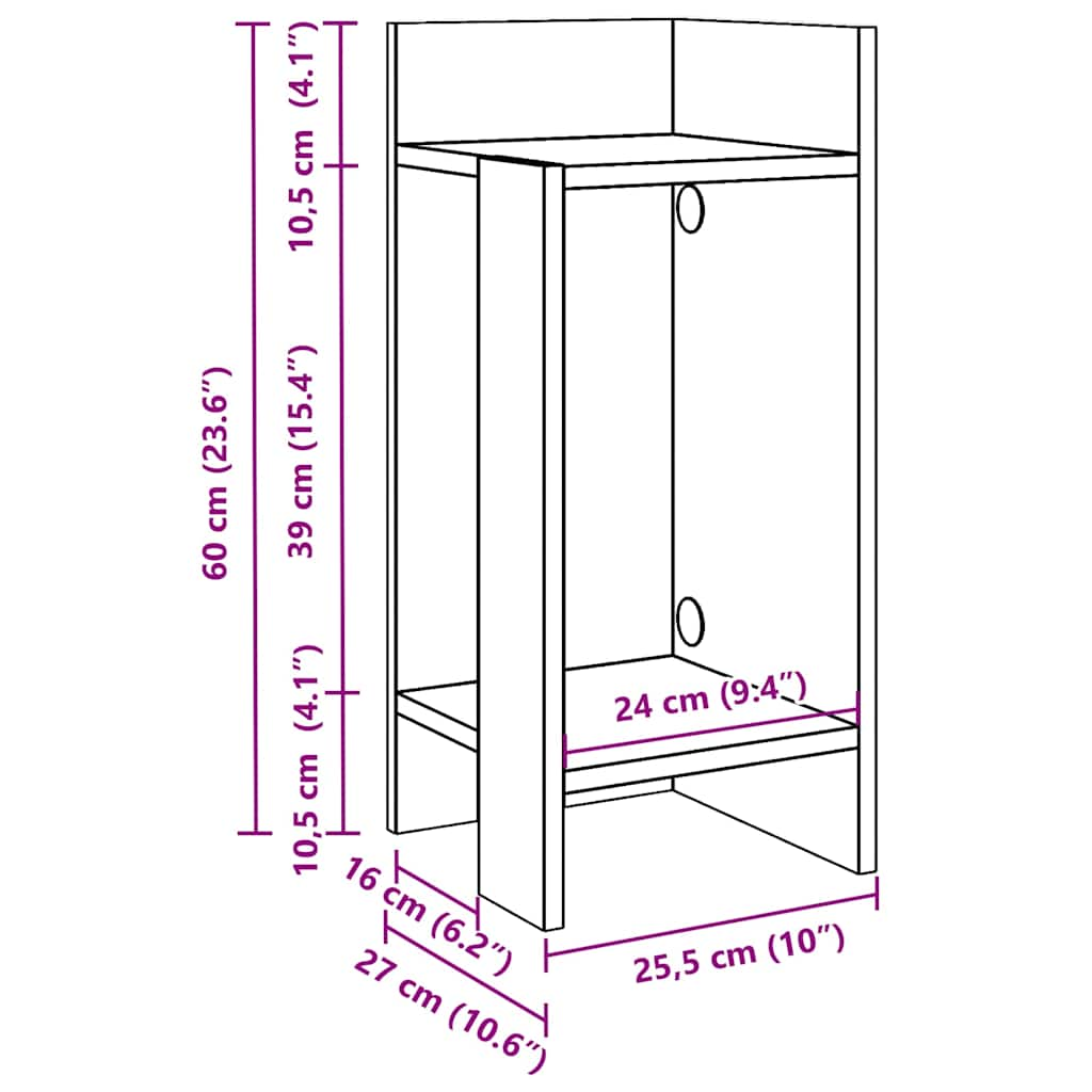 Beistelltische 2 Stk. mit Ablage Betongrau 25,5x27x60 cm