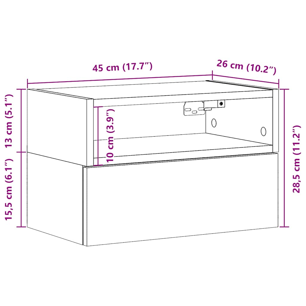 Wand-Nachttische 2 Stk. Sonoma-Eiche 45x26x28,5 cm