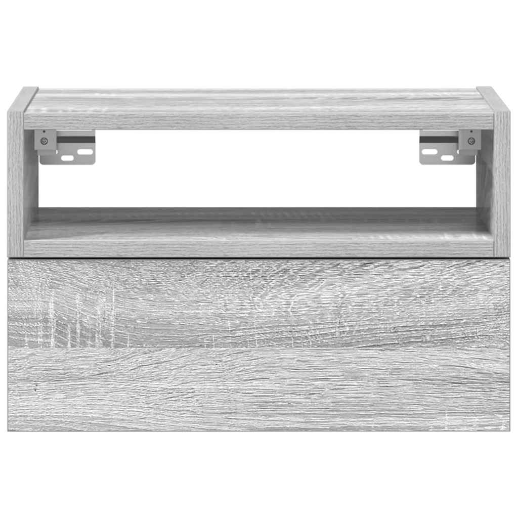 Wand-Nachttische 2 Stk. Grau Sonoma 45x26x28,5 cm