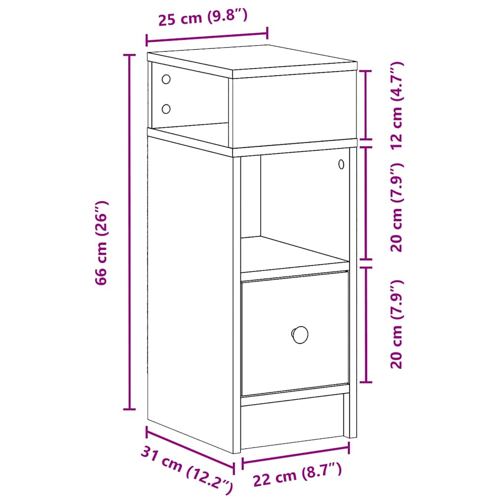 Nachttisch mit Schublade Sonoma-Eiche 25x31x66 cm