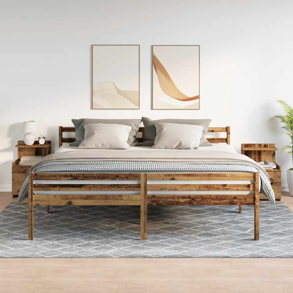 Nachttische 2 Stk. mit 2 Schubladen Altholz-Optik 40x36,5x62 cm