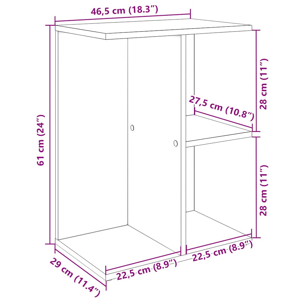 Nachttisch Schwarz Eichen-Optik 46,5x29x61 cm Holzwerkstoff