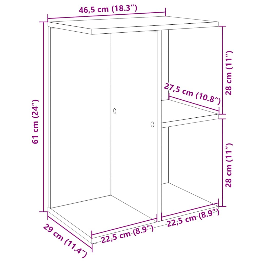 Nachttisch Grau Sonoma 46,5x29x61 cm Holzwerkstoff