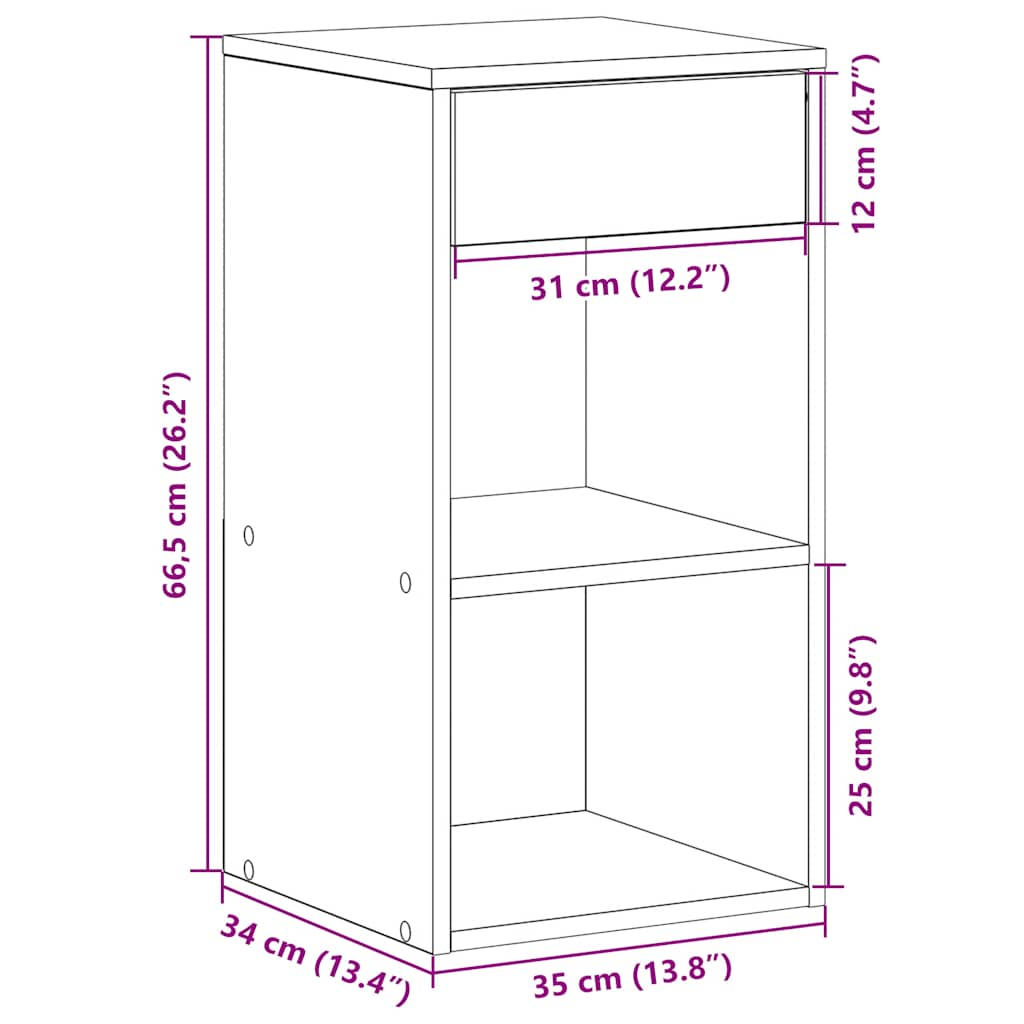 Nachttisch mit Schublade Braun Eichen-Optik 35x34x66,5 cm