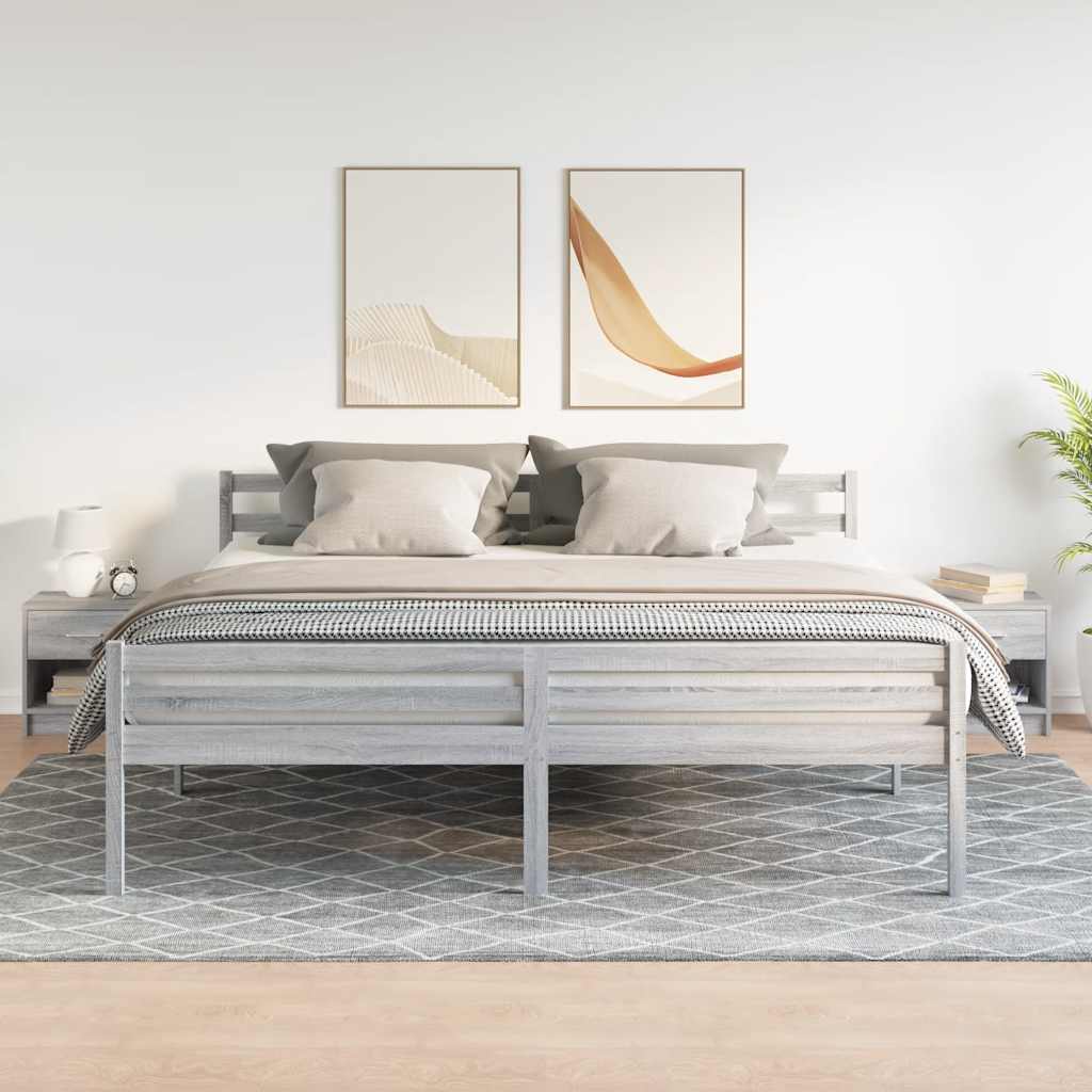 Nachttische 2 Stk. mit Schublade Grau Sonoma 39x28x41 cm