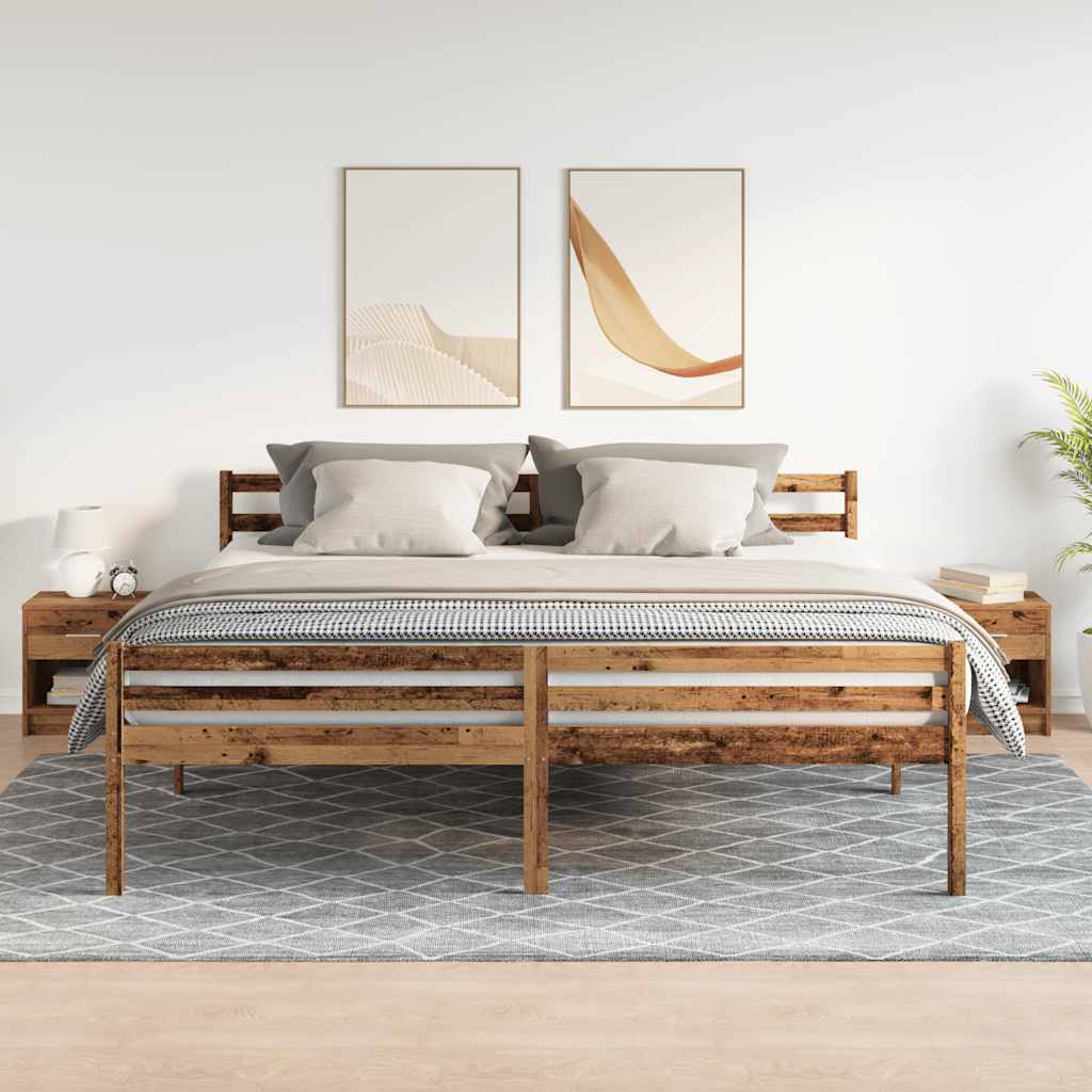 Nachttische 2 Stk. mit Schublade Altholz-Optik 39x28x41 cm