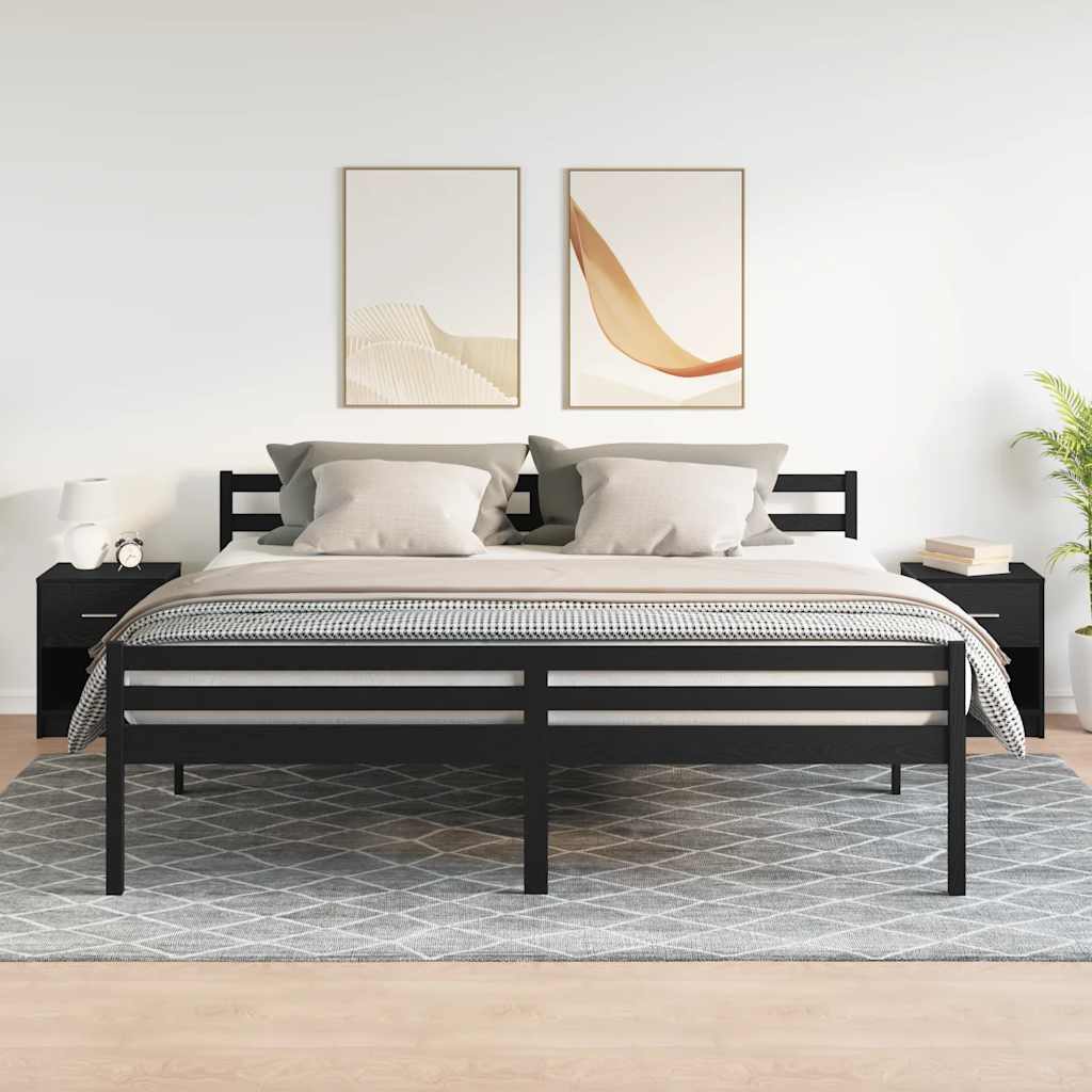 Nachttische 2 Stk. mit Schublade Schwarz 40x34x50 cm