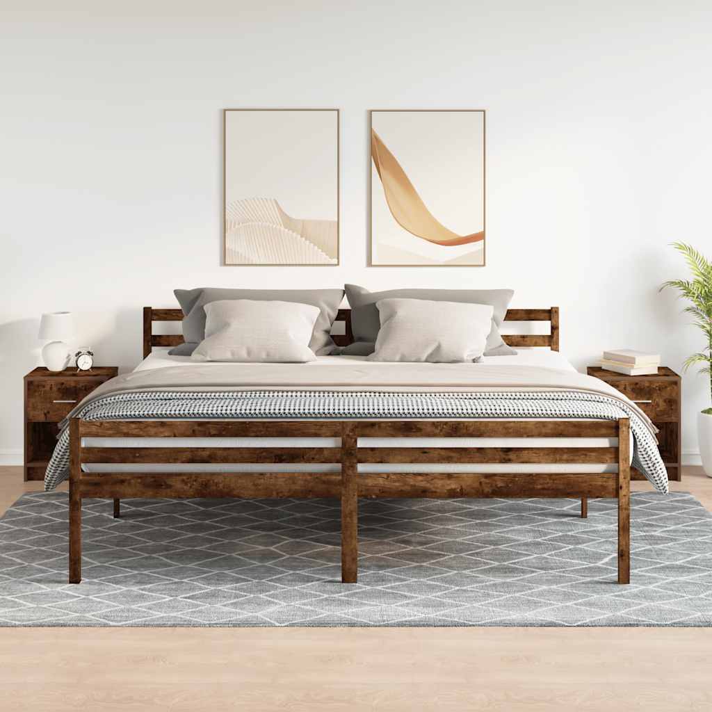 Nachttische 2 Stk. mit Schublade Räuchereiche 40x34x50 cm