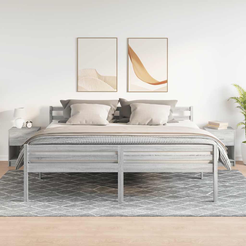 Nachttische 2 Stk. mit Schublade Grau Sonoma 40x34x50 cm