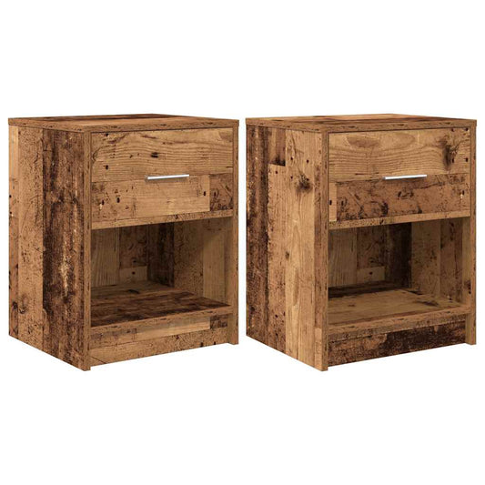 Nachttische 2 Stk. mit Schublade Altholz-Optik 40x34x50 cm
