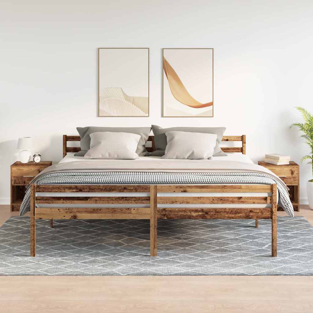 Nachttische 2 Stk. mit Schublade Altholz-Optik 40x34x50 cm