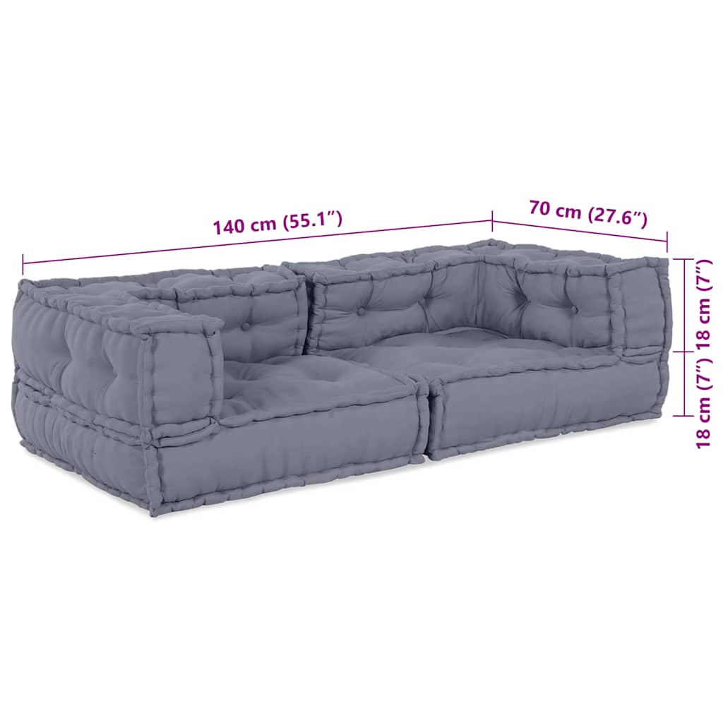 Modulares Sofa 2 pcs Grau 140 x 70 x 36 cm Stoff