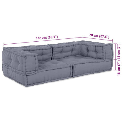 Modulares Sofa 2 pcs Grau 140 x 70 x 36 cm Stoff