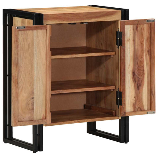 Schuhschrank mit Tür Schwarz 30 x 30 x 40 cm Massivholz Akazie