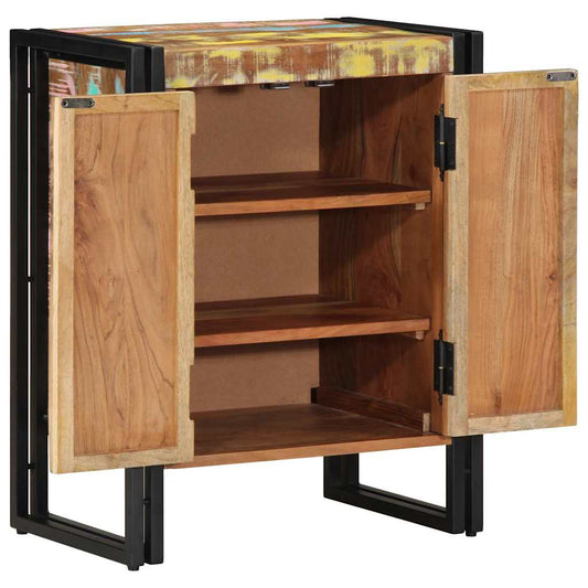 Schuhschrank mit Tür Schwarz 30 x 30 x 40 cm Massivholz Altholz