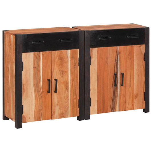 Sideboard 2 pcs Braun 110 x 30 x 75 cm Massivholz Akazie